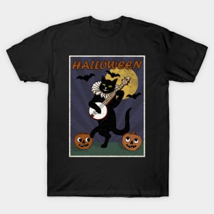 Vintage Cat Playing Banjo T-Shirt